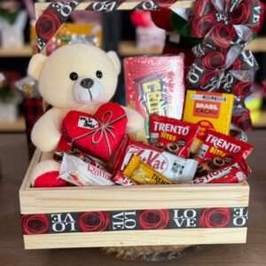 Cesta Urso e guloseimas